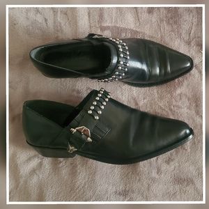 VTG black leather western ankle booties